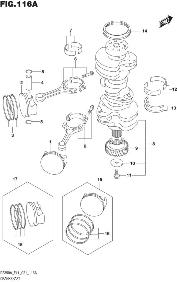 DF300B-325A-350A-140001 Crankshaft (DF350A)