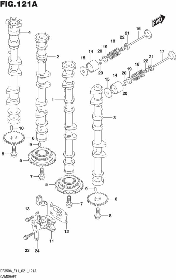 DF300B-325A-350A-140001 Camshaft (DF350A,DF325A)