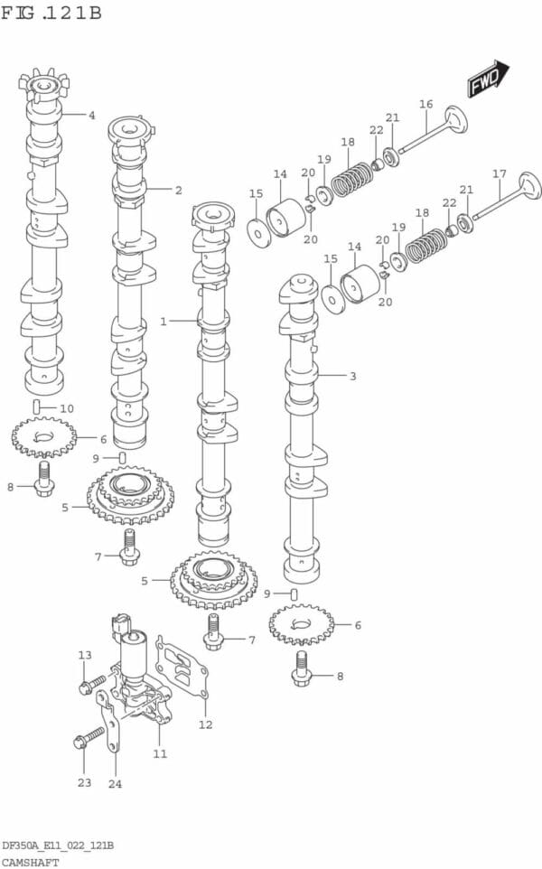 DF300B-325A-350A-240001 Camshaft ((DF350A,DF325A):022)