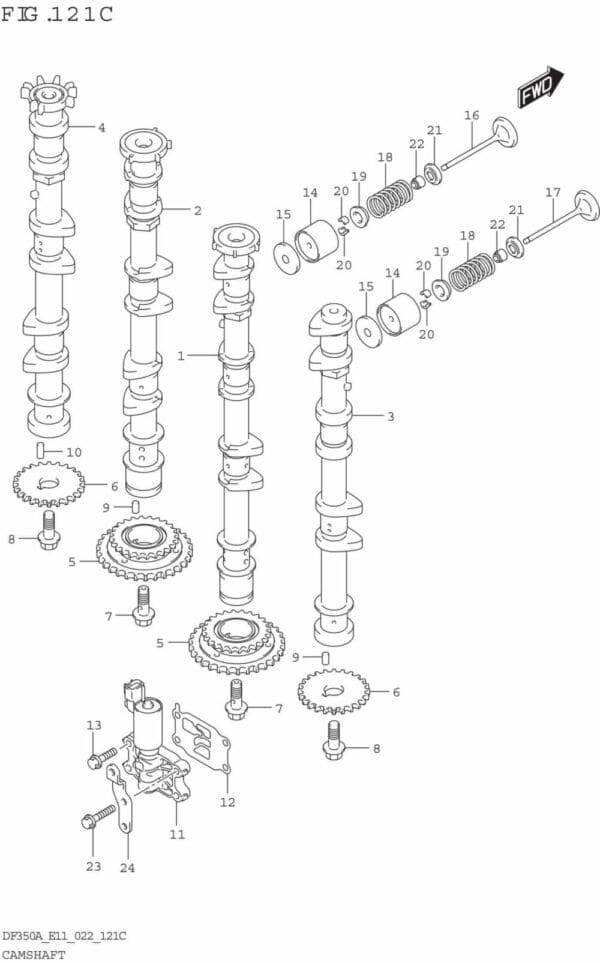 DF300B-325A-350A-240001 Camshaft (DF300B:(020,021))