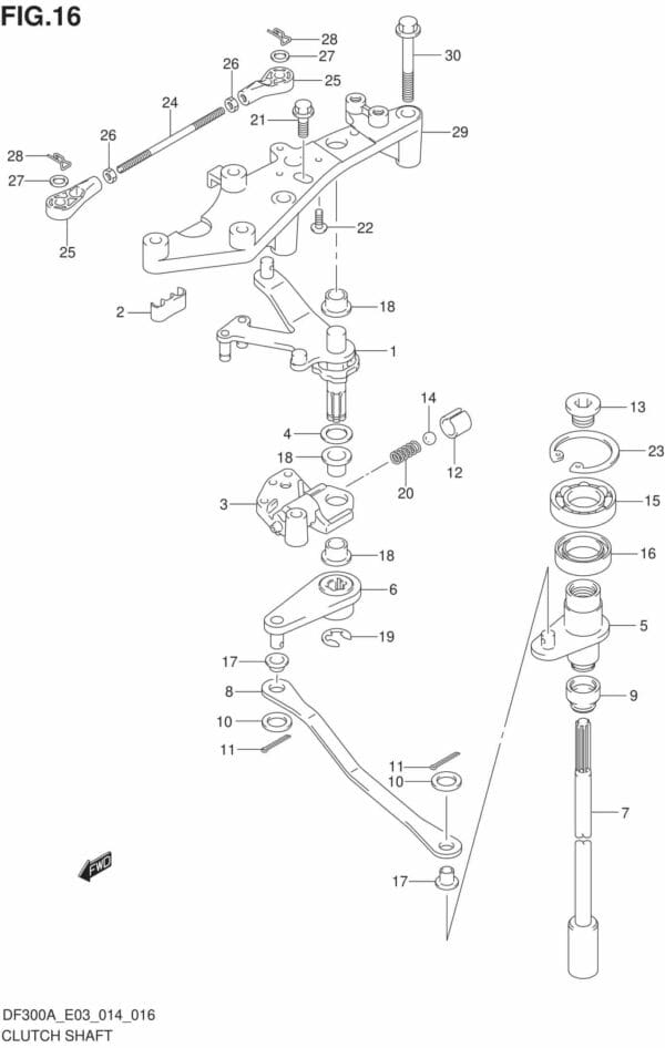 DF250AP-300AP-410001 Clutch Shaft