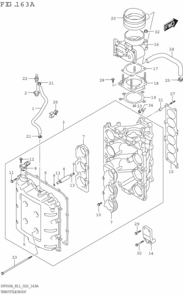 DF300B-325A-350A-240001 Throttle Body (020,021)