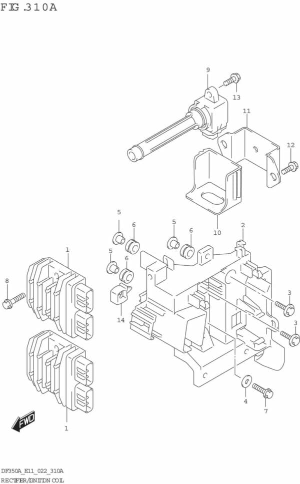 DF300B-325A-350A-240001 Rectifier/Ignition Coil