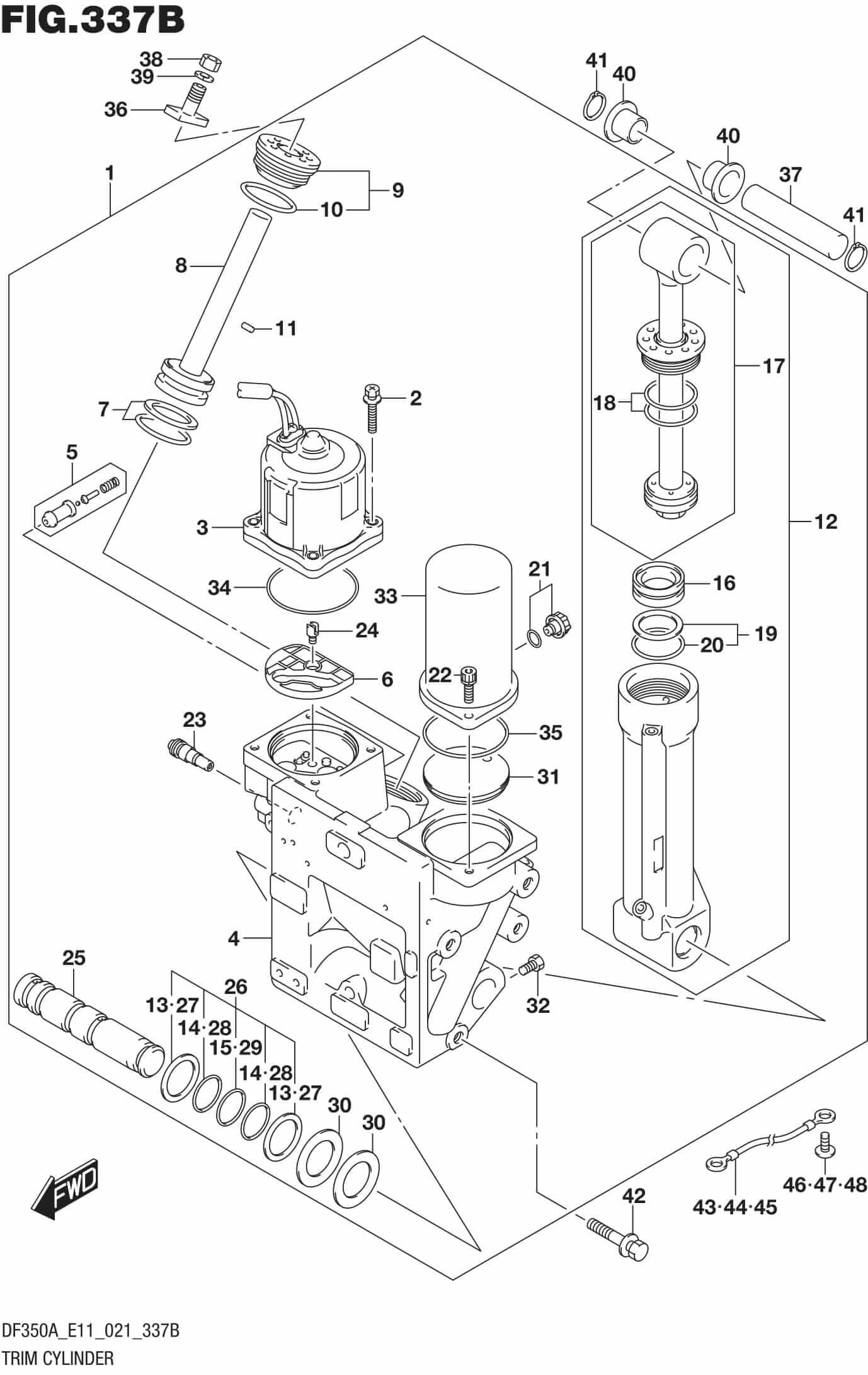 Trim Cylinder (DF350A,DF325A: SEE NOTE) | Precision Marine