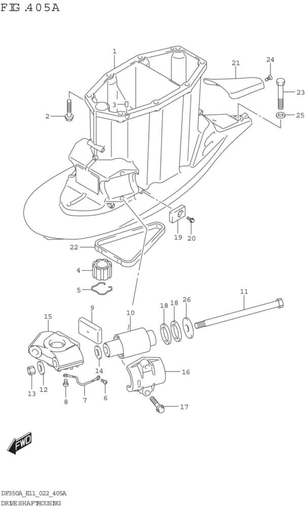 DF300B-325A-350A-240001 Drive Shaft Housing (X-Transom)