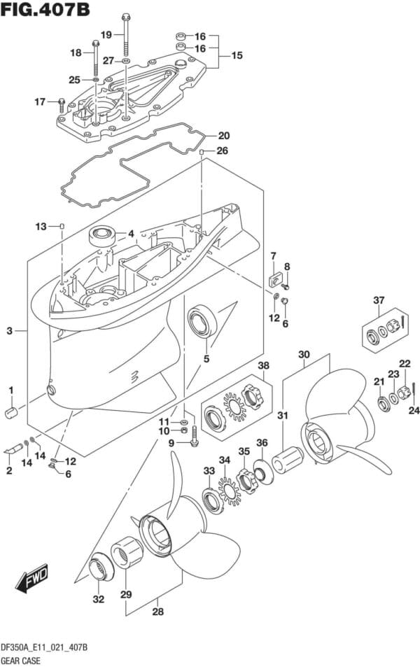 DF300B-325A-350A-140001 Gear Case (DF300B)