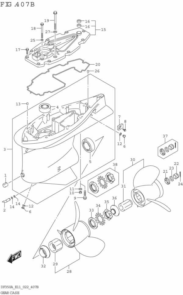 DF300B-325A-350A-240001 Gear Case (DF300B)