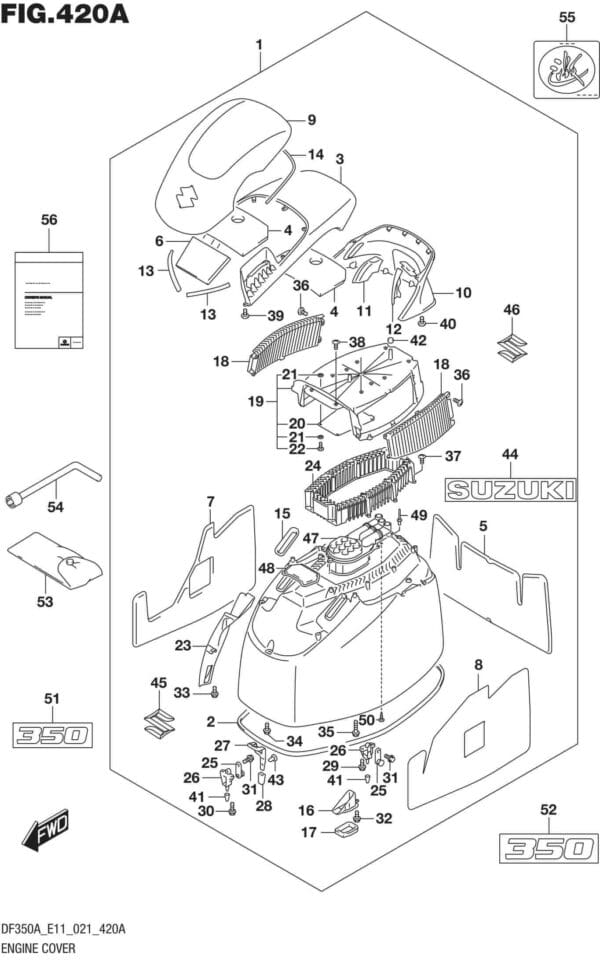 DF300B-325A-350A-140001 Engine Cover (DF350A)