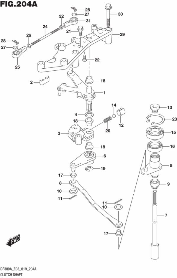 DF250AP-300AP-910001 Clutch Shaft (DF300A)