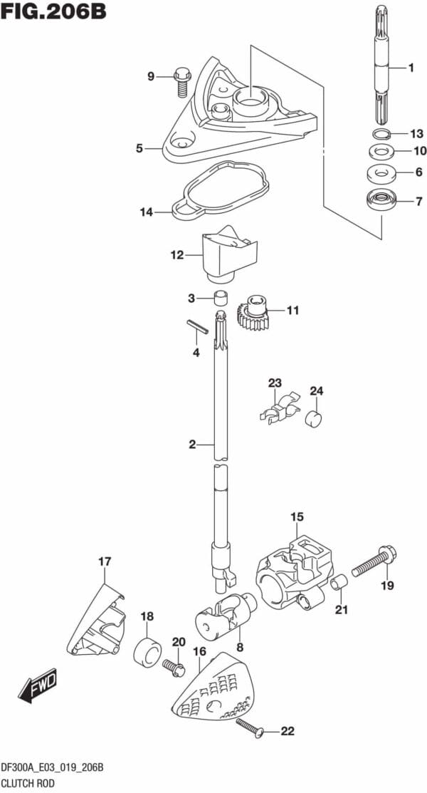 DF250AP-300AP-910001 Clutch Rod (DF250A)