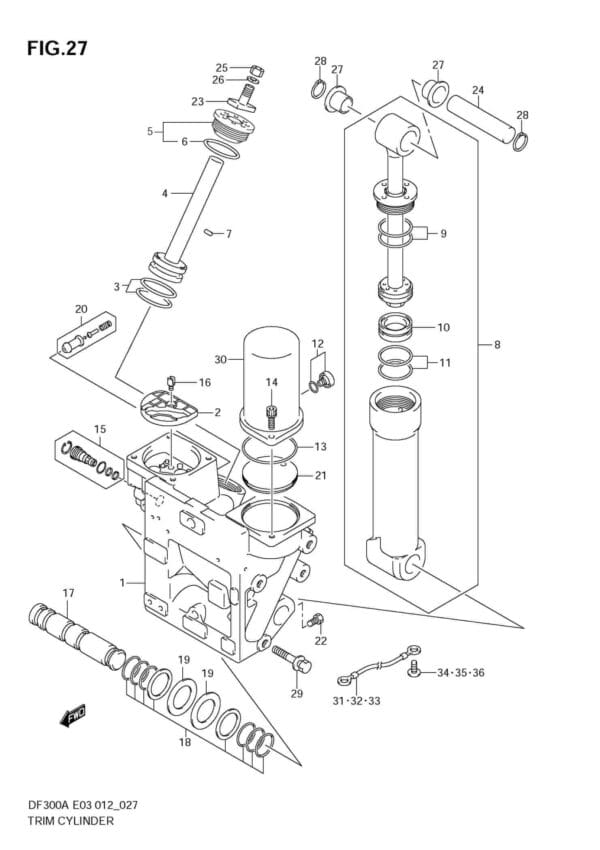 DF300AP 30002-210001 Trim Cylinder