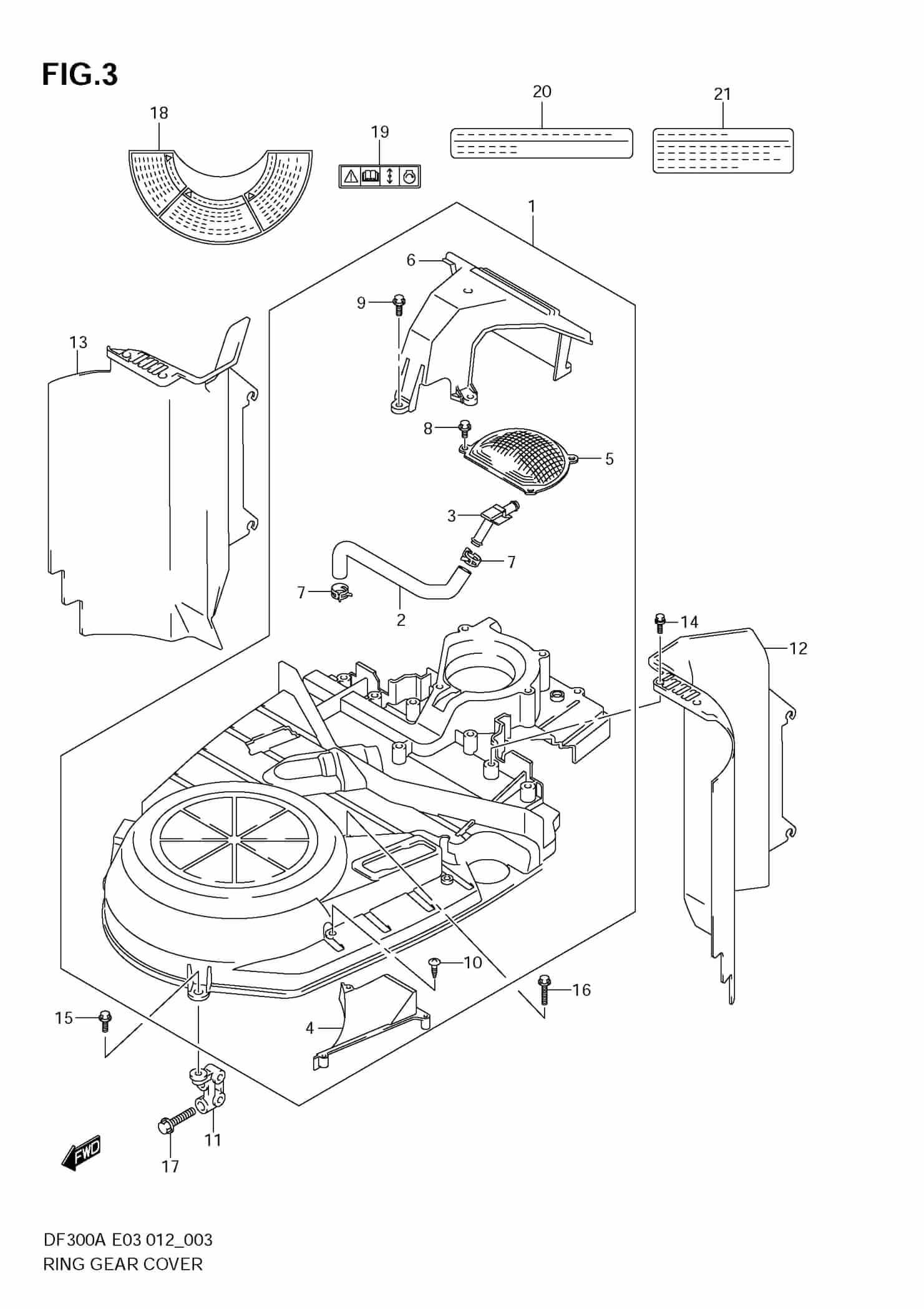DF300AP 30002-210001 Ring Gear Cover