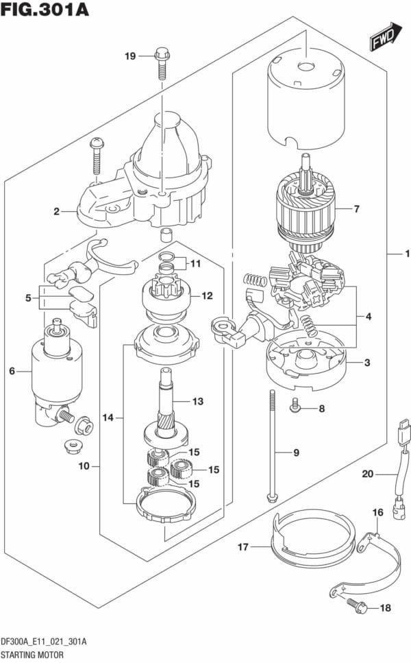 DF250AP-300AP-140001 Starting Motor