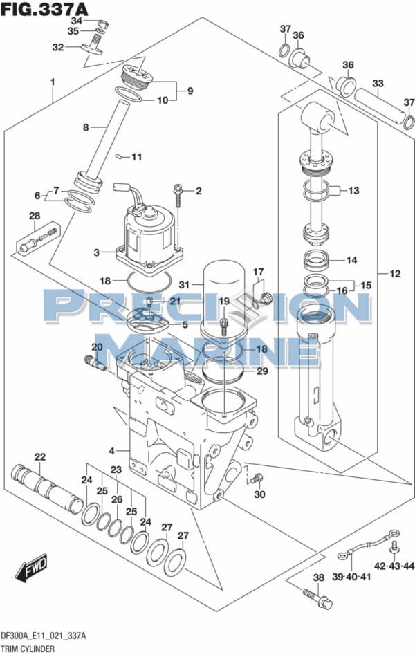 DF250AP-300AP-140001 Trim Cylinder (SEE NOTE)