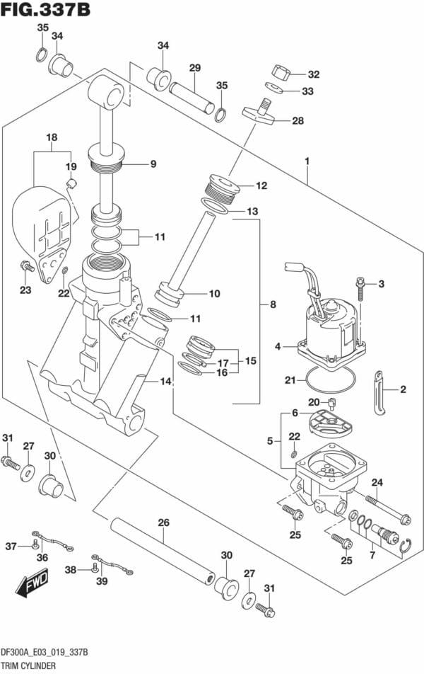 DF250AP-300AP-910001 Trim Cylinder Transom(L)