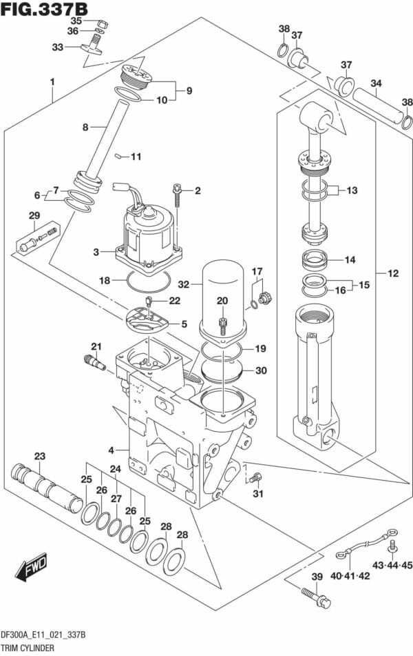 DF250AP-300AP-140001 Trim Cylinder (SEE NOTE)