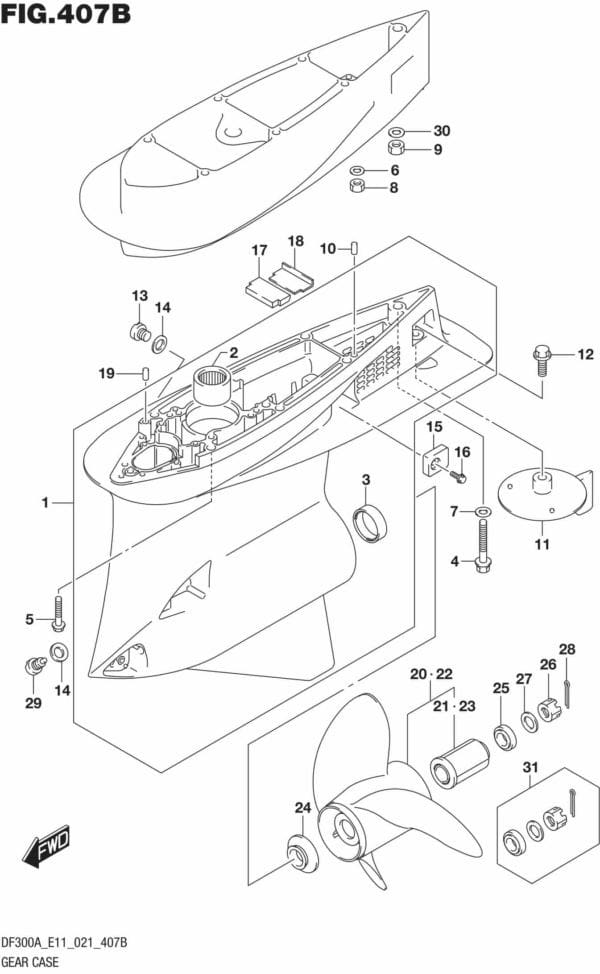 DF250AP-300AP-140001 Gear Case (E03)