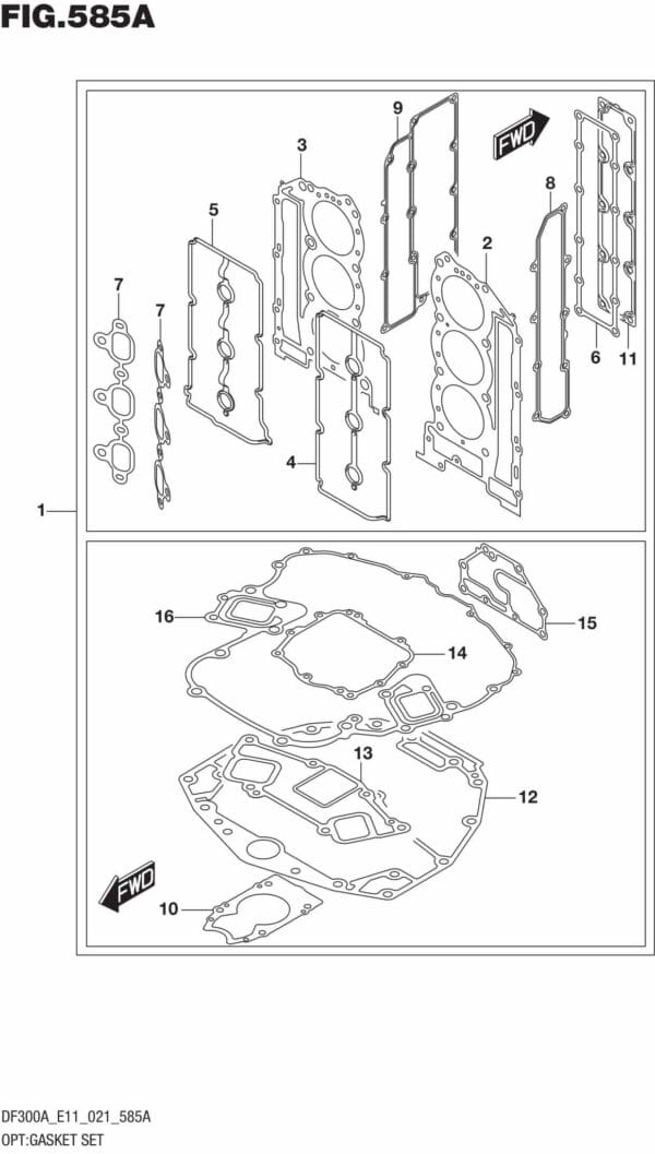 DF250AP-300AP-140001 OPT: Gasket Set (E01 E03 E11)