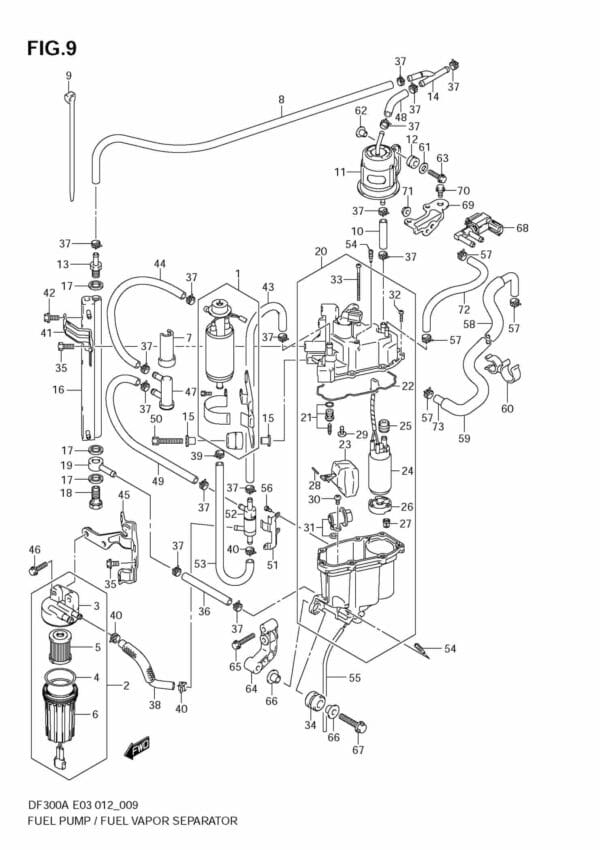 DF300AP 30002-210001 Fuel Pump / Fuel Vapor Separator