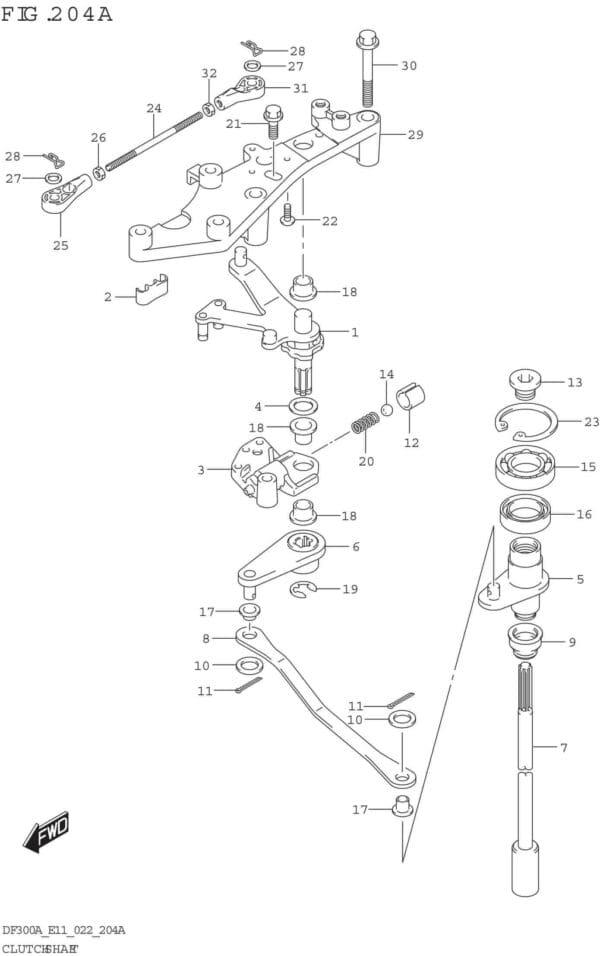 DF250AP-300AP-240001 Clutch Shaft