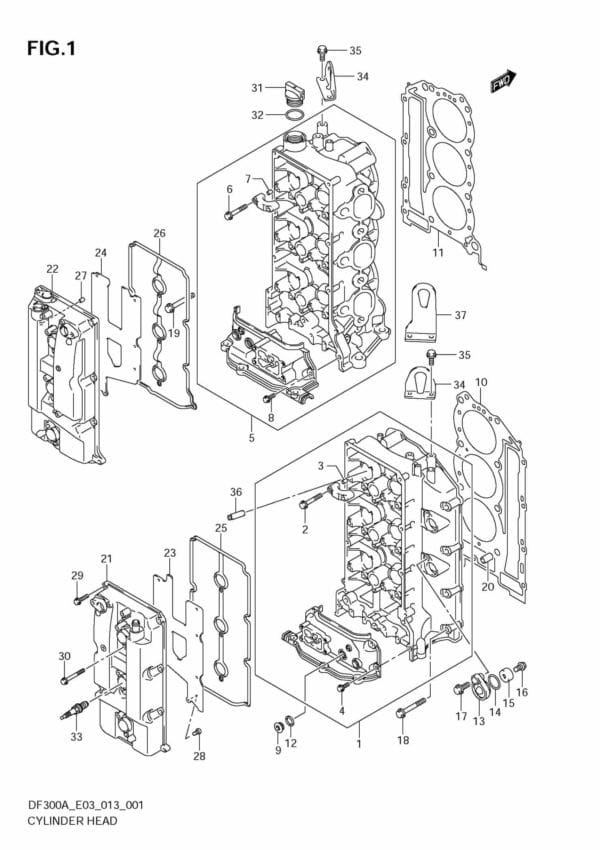 DF250AP 300AP 310001 Cylinder Head