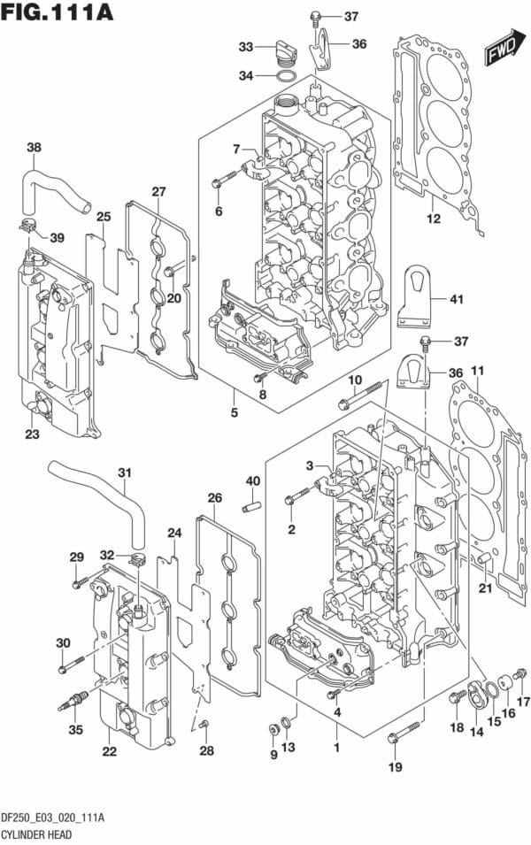 DF225T,Z,250T,Z,ST-040001 Cylinder Head (DF225T)(DF225Z)