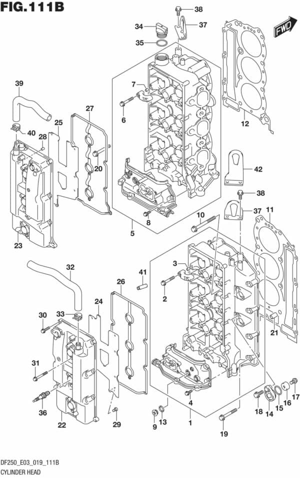 DF225T,Z,250T,Z,ST-910001 Cylinder Head (DF250T)(DF250Z)