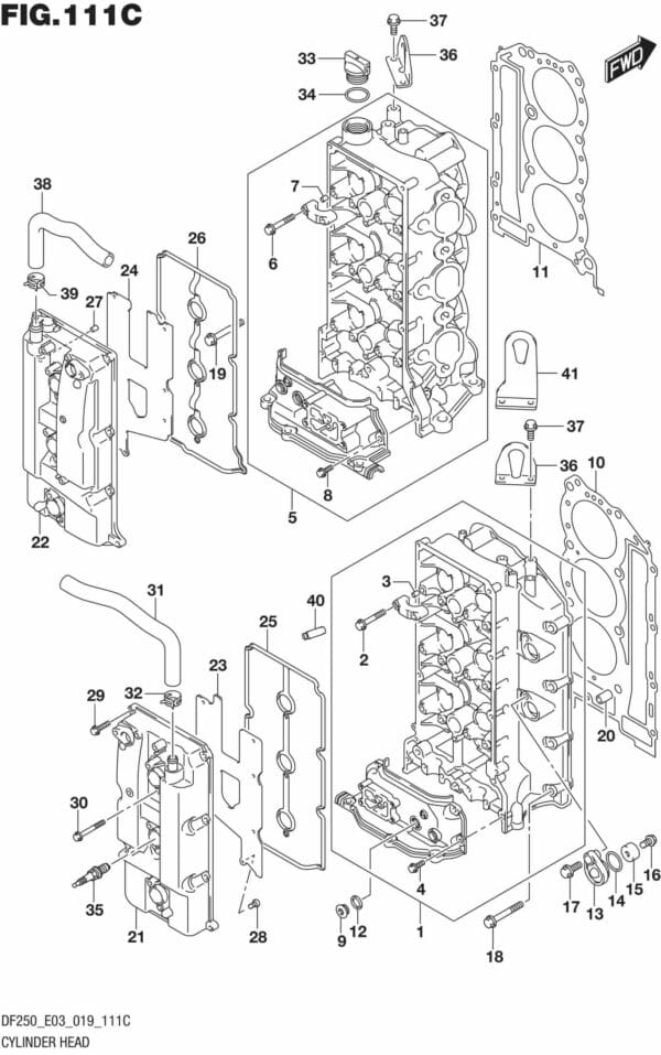DF225T,Z,250T,Z,ST-910001 Cylinder Head (DF250ST)