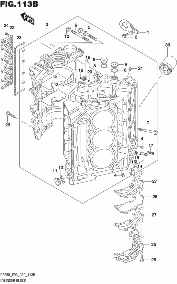 DF225T,Z,250T,Z,ST-040001 Cylinder Block (DF250ST)