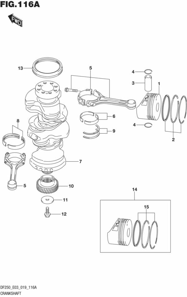 DF225T,Z,250T,Z,ST-910001 Crankshaft (DF225T)(DF225Z)(DF250T)(DF250Z)