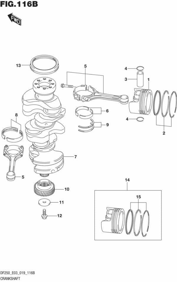 DF225T,Z,250T,Z,ST-910001 Crankshaft (DF250ST)