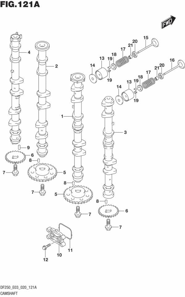 DF225T,Z,250T,Z,ST-040001 Camshaft (DF225T)(DF225Z)