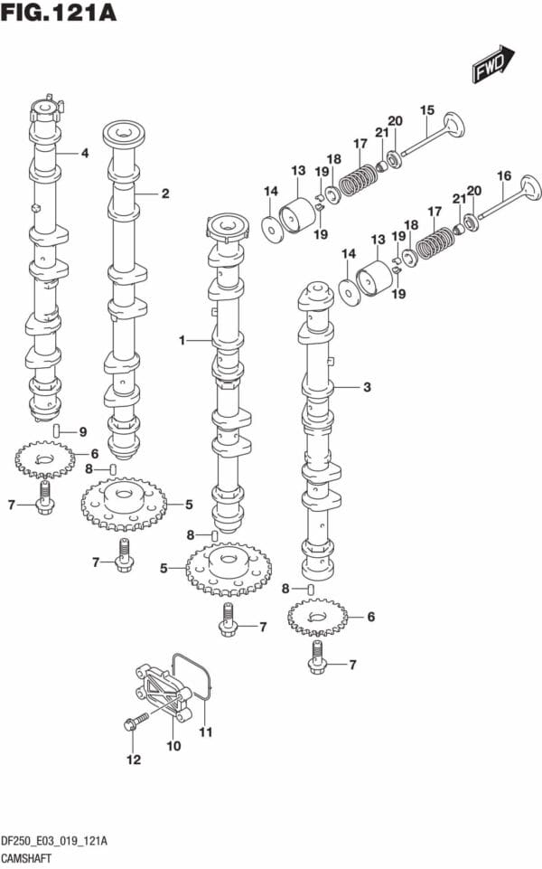 DF225T,Z,250T,Z,ST-910001 Camshaft (DF225T)(DF225Z)