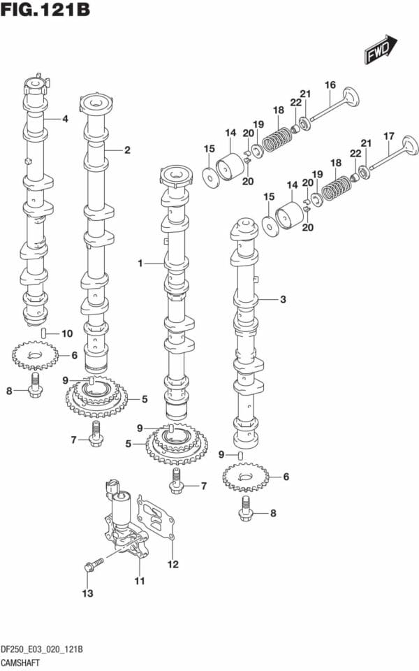 DF225T,Z,250T,Z,ST-040001 Camshaft (DF250T)(DF250Z)