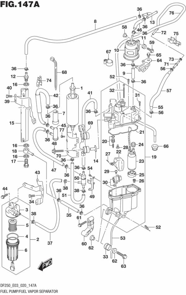 DF225T,Z,250T,Z,ST-040001 Fuel Pump/Fuel Vapor Separator (DF225T)(DF225Z)(DF250T)(DF250Z)