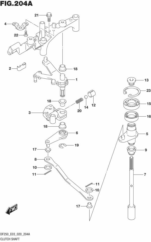 DF225T,Z,250T,Z,ST-040001 Clutch Shaft (DF250ST)