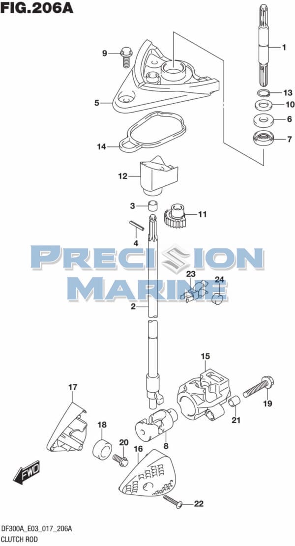 DF250AP-300AP-710001 Clutch Rod (DF300A E03)