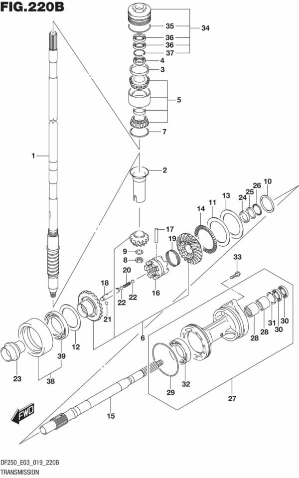 DF225T,Z,250T,Z,ST-910001 Transmission (DF225Z)(DF250Z)