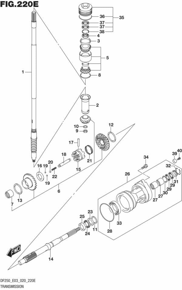 DF225T,Z,250T,Z,ST-040001 Transmission (DF250ST)