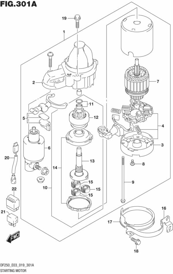 DF225T,Z,250T,Z,ST-910001 Starting Motor