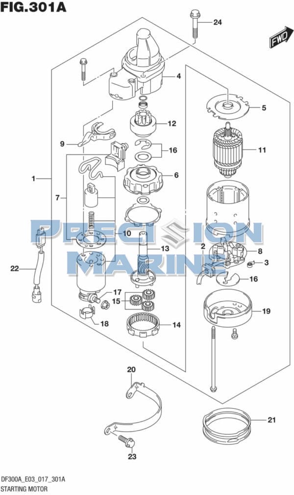 DF250AP-300AP-710001 Starting Motor