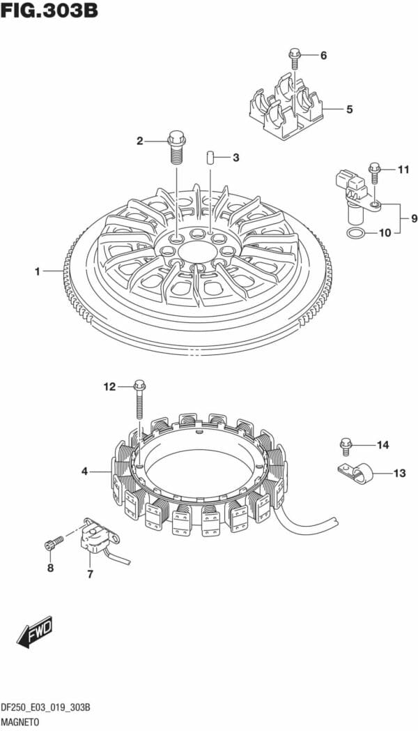 DF225T,Z,250T,Z,ST-910001 Magneto (DF250T)(DF250Z)(DF250ST)