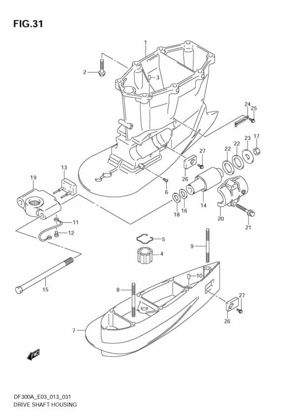 DF250AP 300AP 310001 Drive Shaft Housing