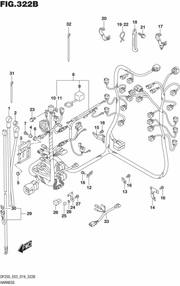 DF225T,Z,250T,Z,ST-910001 Harness (DF250T)(DF250Z)