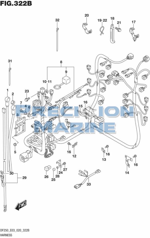 DF225T,Z,250T,Z,ST-040001 Harness (DF250T)(DF250Z)