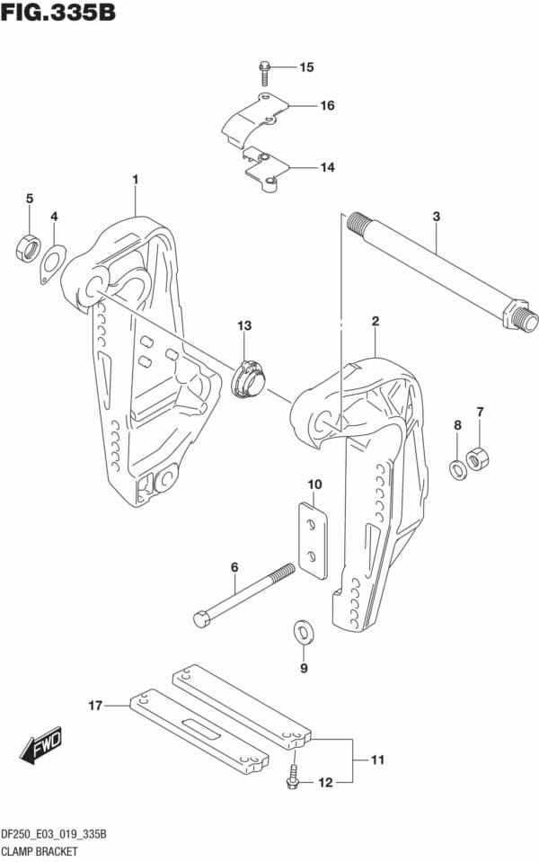 DF225T,Z,250T,Z,ST-910001 Clamp Bracket TRANSOM(L) (DF250ST)