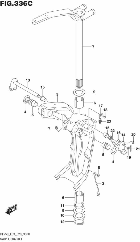 DF225T,Z,250T,Z,ST-040001 Swivel Bracket TRANSOM(X) (DF250ST)