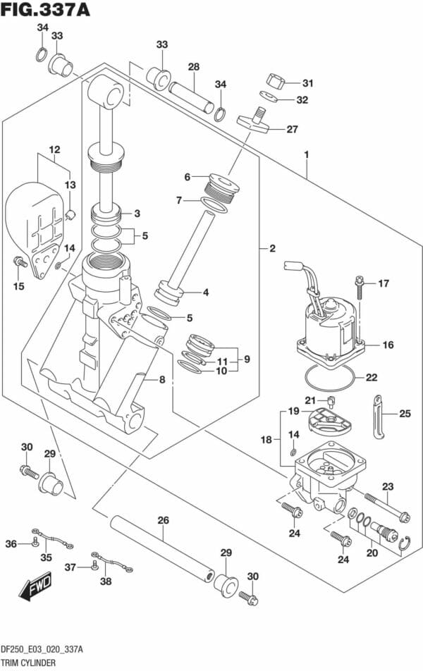 DF225T,Z,250T,Z,ST-040001 Trim Cylinder TRANSOM(L)