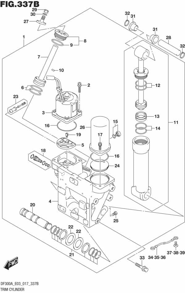 DF250AP-300AP-710001 Trim Cylinder (X,XX) (DF250A E03)