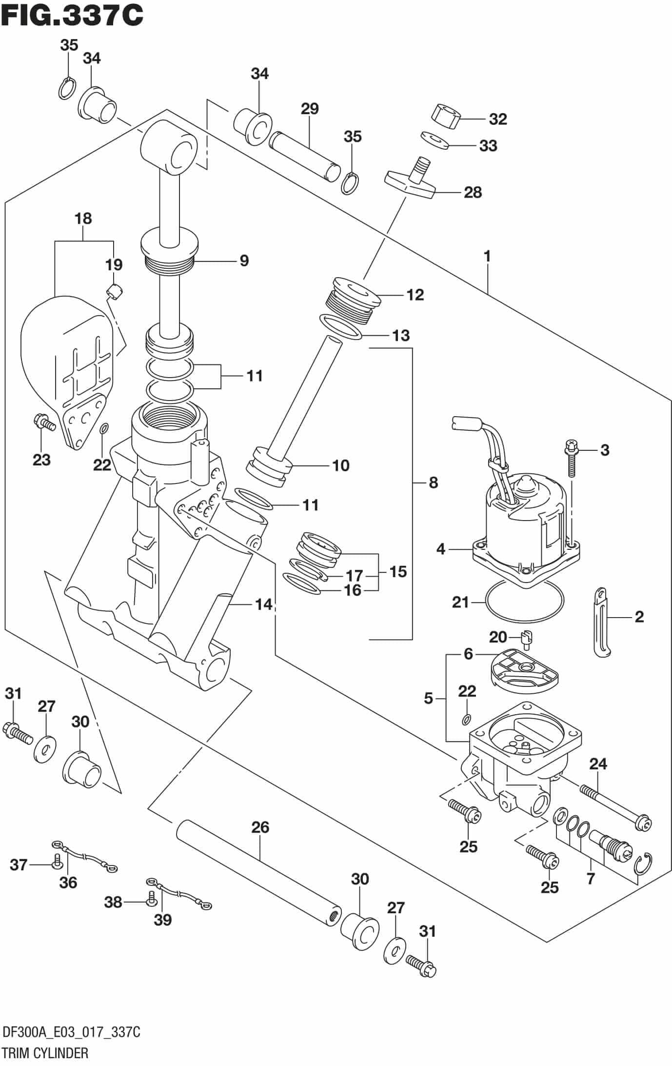 Trim Cylinder (L) (DF300A E03) | 15303 | Precision Marine